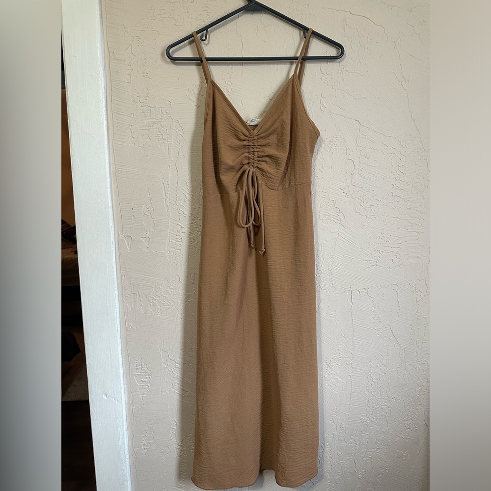 ❤️‍🔥2/$20❤️‍🔥 See You Monday Size Small Dress- Spaghetti Strap Front Tie Brown